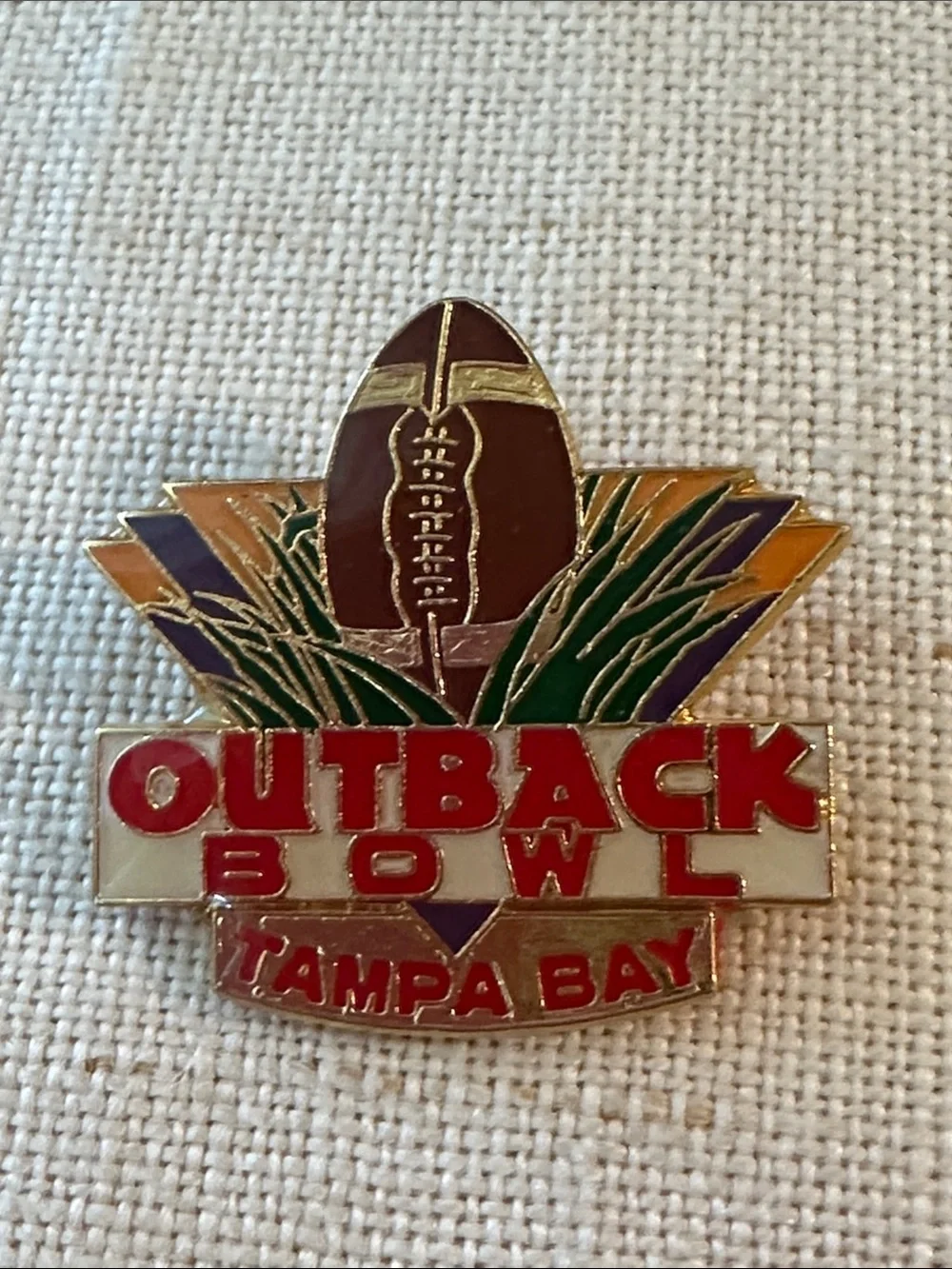 Vintage Outback Bowl Tampa Bay Red Enamel Pin